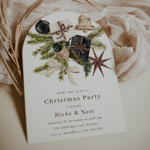 Elegant Boho Christmas Corporate Party Invitation