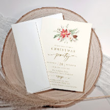 Elegant Boho Christmas Party Invitation Cream Gold