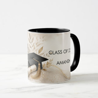 Elegant Boho Cottage Core Graduation Year & Name Mug