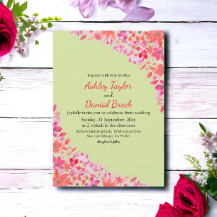 Elegant Boho Country Sage Green Floral Wedding Invitation
