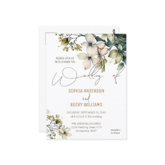 Elegant Boho Cute Wildflower Floral wedding card