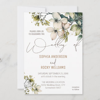 Elegant Boho Cute Wildflower Floral wedding card
