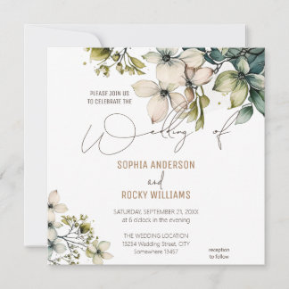 Elegant Boho Cute Wildflower Floral wedding card