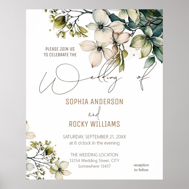 Elegant Boho Cute Wildflower Floral wedding card Poster (Front)