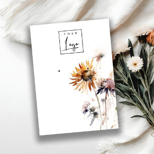 Elegant Boho Dry Wildflower Earring Logo Display Business Card