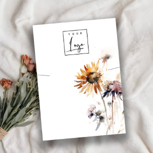 Elegant Boho Dry Wildflower Necklace Logo Display Business Card