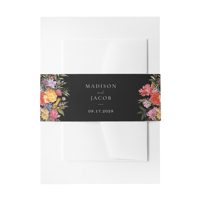 Elegant Boho Dutch Floral Wedding Invitation Belly Band (Front Example)
