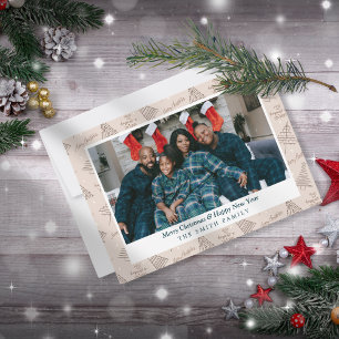 Elegant Boho Earthy Christmas Greetings with Photo Holiday Card