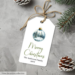 Elegant Boho Earthy Watercolor Christmas Tags
