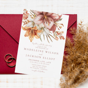 Elegant Boho Fall Floral Wedding Invitation