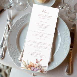 Elegant Boho Fall Floral  Wedding Menus