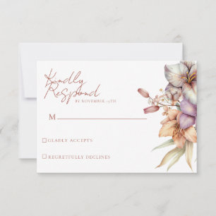 Elegant Boho Fall Floral Wedding RSVP Cards