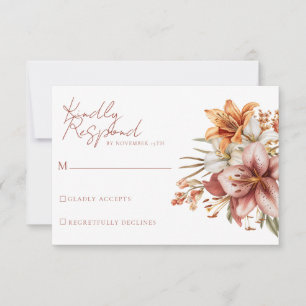 Elegant Boho Fall Floral Wedding RSVP Cards