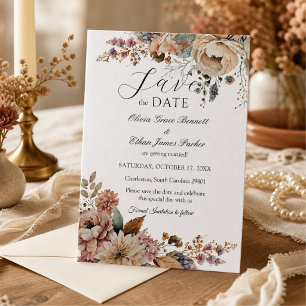 Elegant Boho Fall Floral Wedding Save The Date