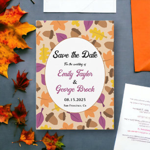 Elegant Boho Fall Leaves Autumn Floral Wedding Save The Date