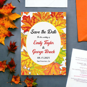 Elegant Boho Fall Leaves Country Floral Wedding Save The Date