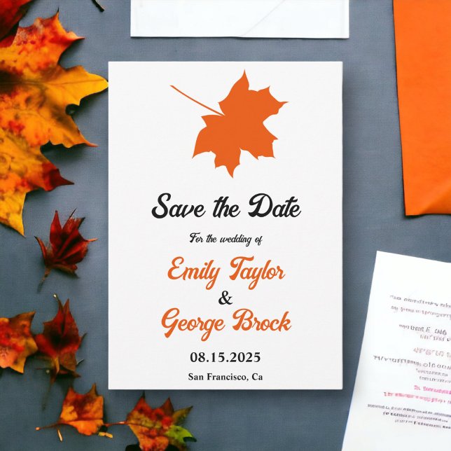 Elegant Boho Fall Leaves Rustic Floral Wedding Save The Date (Creator Uploaded)