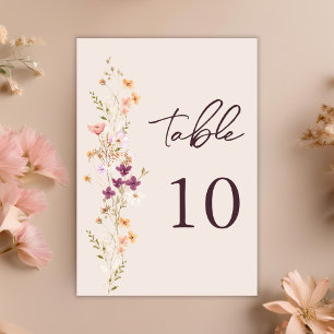 Elegant Boho Fall Wildflower Table Number