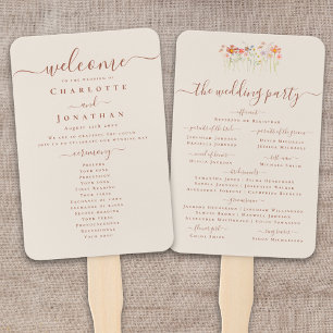 Elegant Boho Fall Wildflower Wedding Ceremony Hand Fan