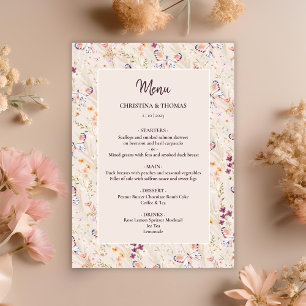 Elegant Boho Fall Wildflower Wedding Menu
