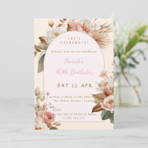 Elegant Boho Floral Birthday Invite