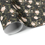 Elegant Boho Floral Black Terracotta  Wrapping Paper<br><div class="desc">Beautiful wrapping paper featuring a hand painted boho floral pattern in olive green,  ivory,  and terracotta burnt orange over a black background. Background colour can be customised,  if desired. Perfect for any occasion - birthday,  christmas,  weddings,  and more!</div>