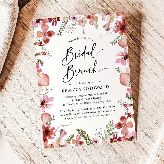 Elegant Boho Floral Botanical Bridal Brunch Shower Invitation (Creator Uploaded)
