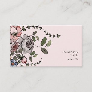 Elegant Boho Floral Botanical Professional Business Card