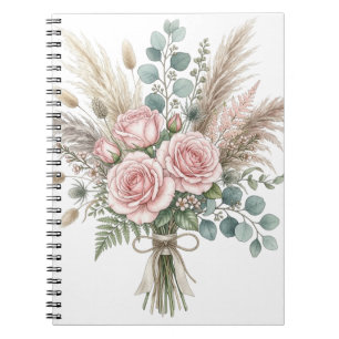 Elegant Boho Floral Bouquet Blush Pink tote bags Notebook