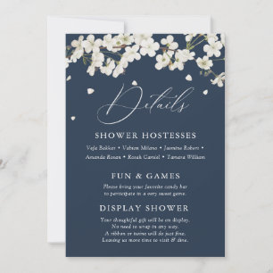 Elegant Boho Floral Bridal Shower Details Invitation