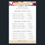 Elegant Boho Floral Business Service/Pricing Flyer<br><div class="desc">Elegant watercolor bohemian flowers,  feathers and foliage pattern in chic shades of purple,  burgundy,  peach,  pink,  crème,  and green,  business services and pricing flyer.  Text colour and font style can be customised.</div>