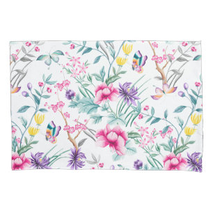 Elegant, Boho Floral & Butterflies Pattern Pillowcase