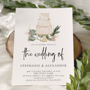 Elegant Boho Floral Cake QR Code Wedding Invitation