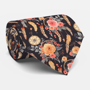 Elegant Boho floral dream catcher tlled Tie