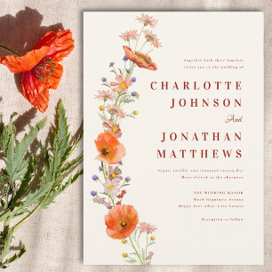 Elegant Boho Floral Fall Wedding Invitation