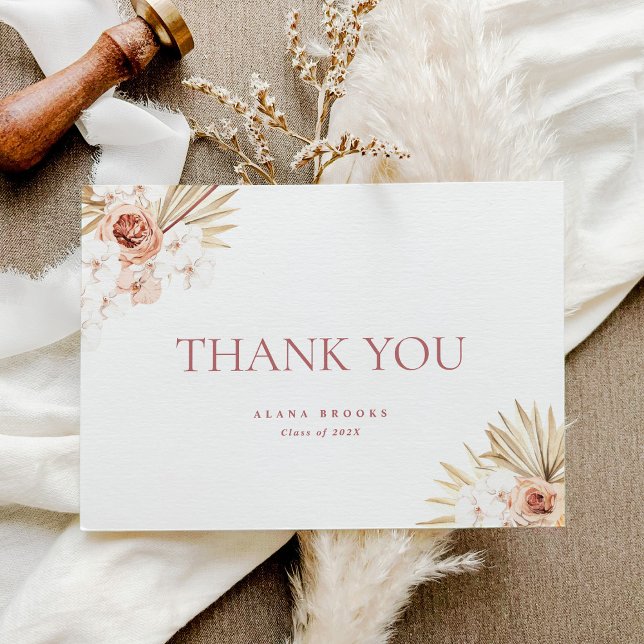 Elegant Boho Floral | Folded Graduation Thank You (Elegant Boho Floral | Folded Graduation Thank You)