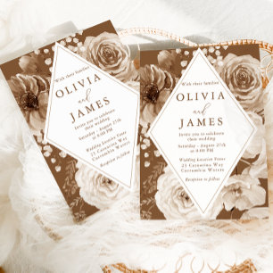 Elegant Boho Floral Frame Wedding Invitation