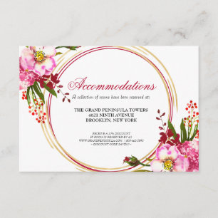 Elegant Boho Floral Gold Wedding Accommodations Enclosure Card