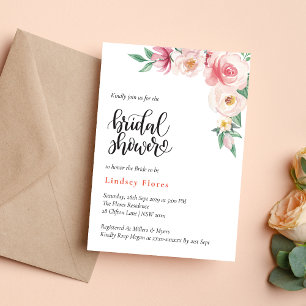 Elegant Boho Floral Greenery Bridal Shower Invitation