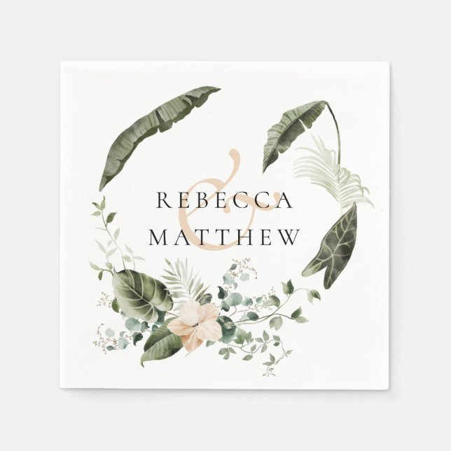 Elegant Boho Floral Greenery Wedding      Napkin (Front)