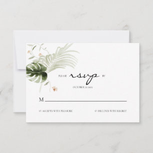 Elegant Boho Floral Greenery Wedding RSVP Card
