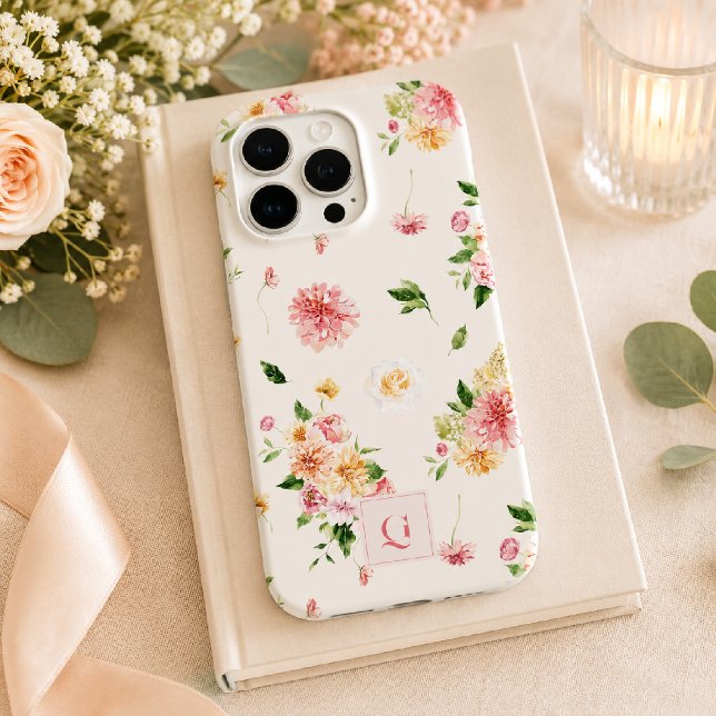 Elegant Boho Floral | Initial Monogram  Case-Mate iPhone Case (Creator Uploaded)