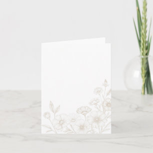 Elegant Boho Floral Line Art Frame Background Note Card