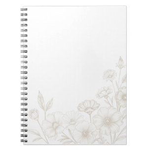Elegant Boho Floral Line Art Frame Background Notebook
