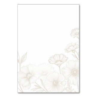 Elegant Boho Floral Line Art Frame Background Table Number