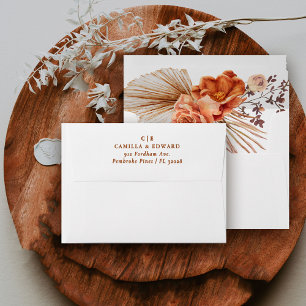 Elegant Boho Floral Lined Wedding Envelope