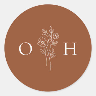 Elegant Boho Floral Monogram Envelope Seals