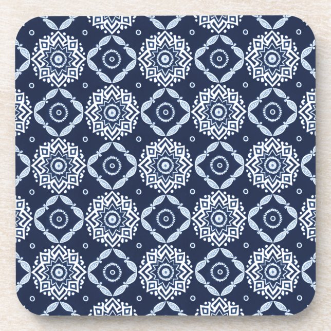 Elegant Boho Floral Pattern Coasters - Set of 6 (Front)