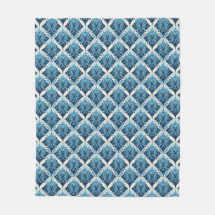 Elegant Boho Floral Pattern in Blue Fleece Blanket