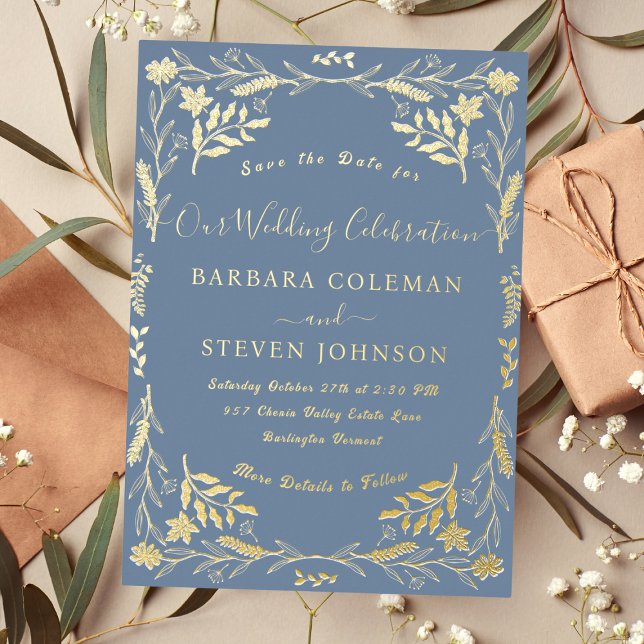 Elegant Boho Floral Periwinkle Typography Wedding (Creator Uploaded)